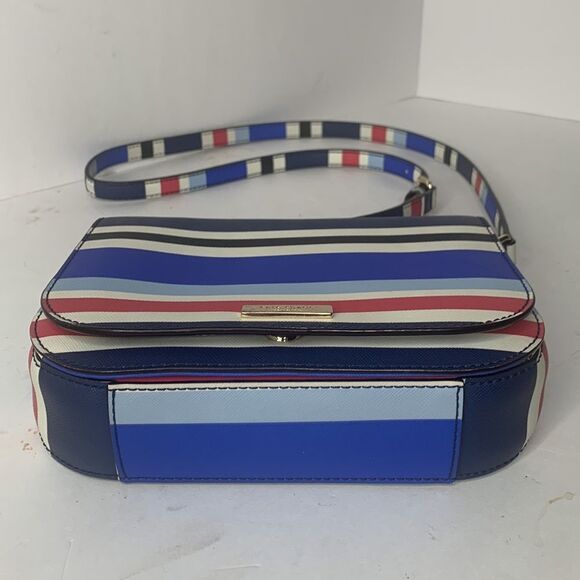 Kate Spade Carsen Laurel Way blue/red striped saffiano leather crossbody bag - Picture 6 of 11